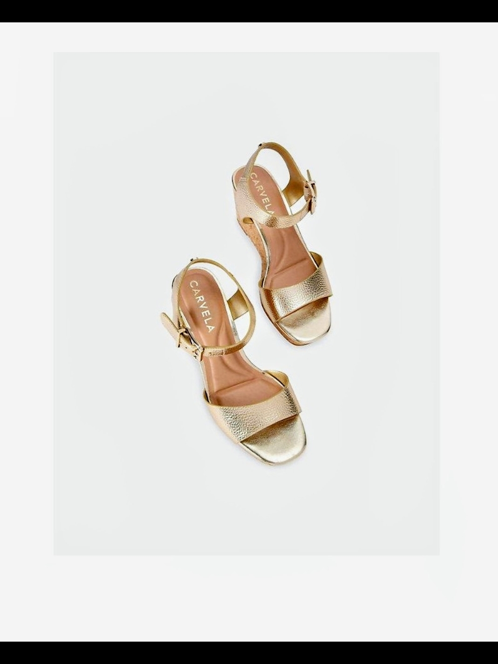 New Womens Carvela Gold Leather Ankle-Strap Sandals Size 7.5